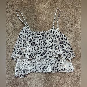 BB Dakota Velvet Leopard Cami Top S Tiered Ruffle Animal Print Party